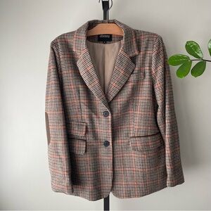 Ebossy Women's Plaid Blazer - Brown and Red